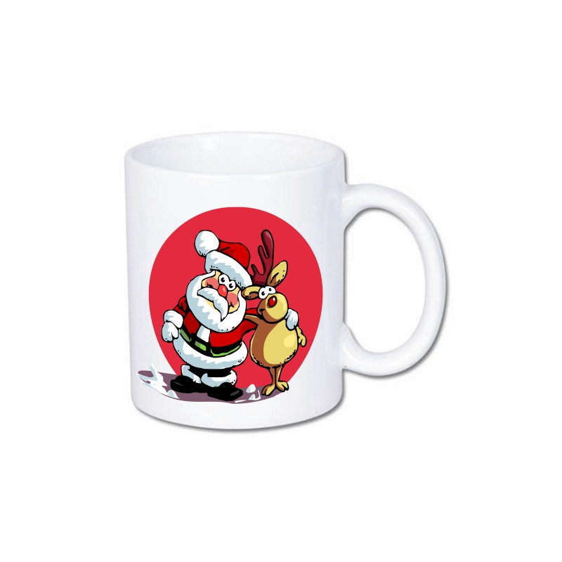 Kubek z nadrukiem Mikołaja i Rudolfem Reniferem