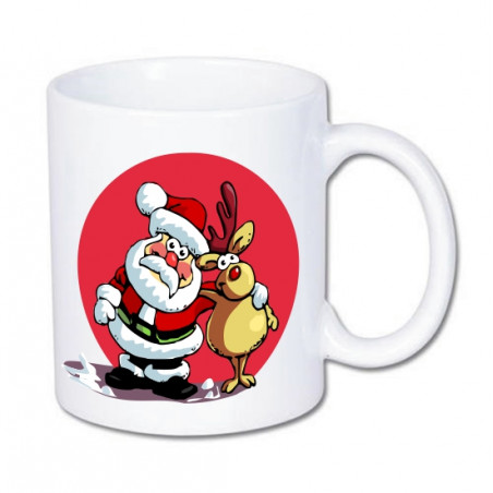 Kubek z nadrukiem Mikołaja i Rudolfem Reniferem