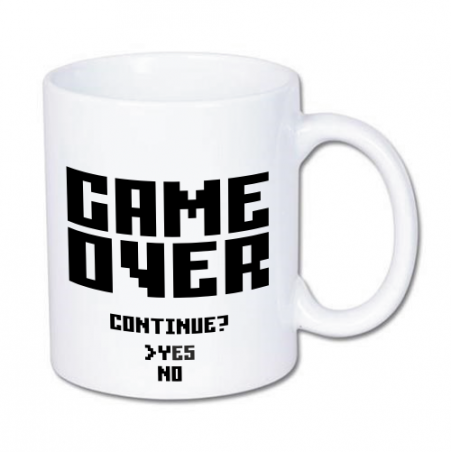 kubek z napisem game over, continue?