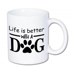 kubek z napisem życie jest lepsze z psem