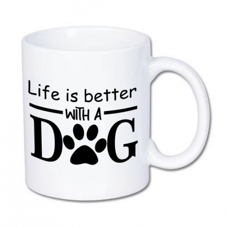 kubek z napisem życie jest lepsze z psem