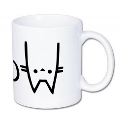 kubek z napisem meow w kształcie kotów