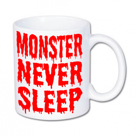 biały kube z nadrukiem potwory nigdy nie śpią