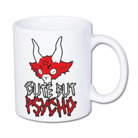 kubek z głową rysowaną głową baphometa