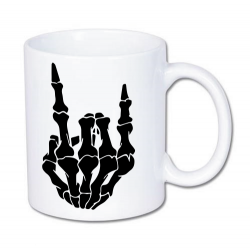 KUBEK Z NADRUKIEM KOŚCISTEJ DŁONI, METAL ,ROCK