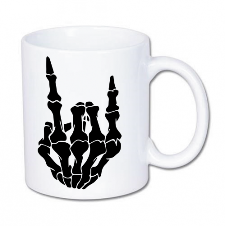 KUBEK Z NADRUKIEM KOŚCISTEJ DŁONI, METAL ,ROCK