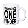 kubek z napisem dwa słowa jeden palec
