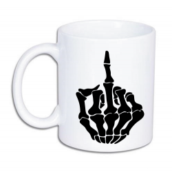 kubek z kościstą ręką, pierdol się