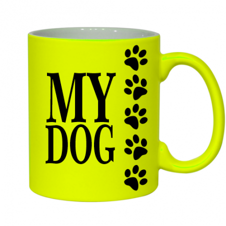 kubek z nadrukiem i "love my dog", kocham swojego psa