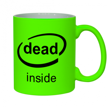 kubek z nadrukiem dead inside, logo intel