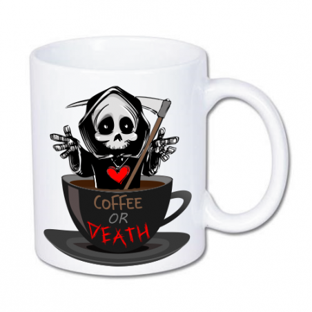 kubek na kawę z szkieletem, kostuchą