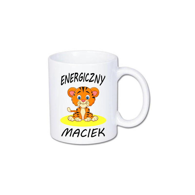 kubek personalizowany z imieniem i tygrysem