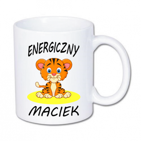 kubek personalizowany z imieniem i tygrysem