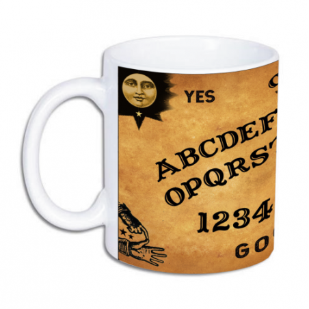 kubek z nadrukiem drewnianej tablicy ouija