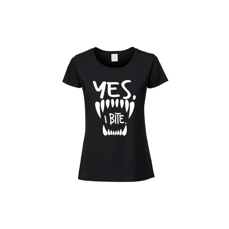 Koszulka z nadrukiem, tak ja gryzę. Grafiką zębów