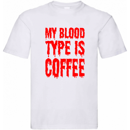 Koszulka z tekstem, kawa to moja grupa krwi