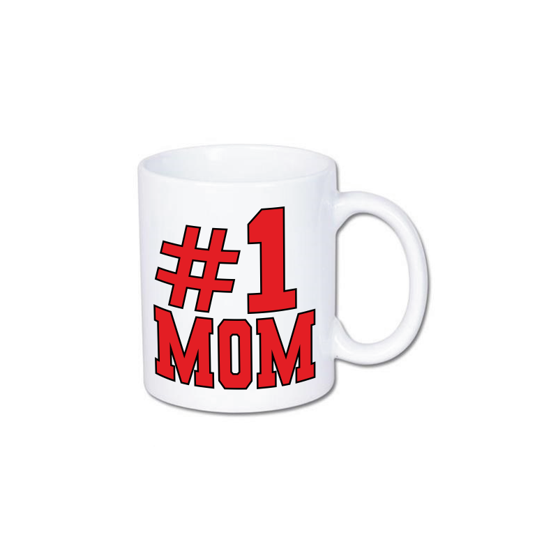 biały kubek dla mamy z nadrukiem mama numer jeden