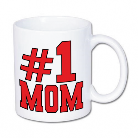 biały kubek dla mamy z nadrukiem mama numer jeden