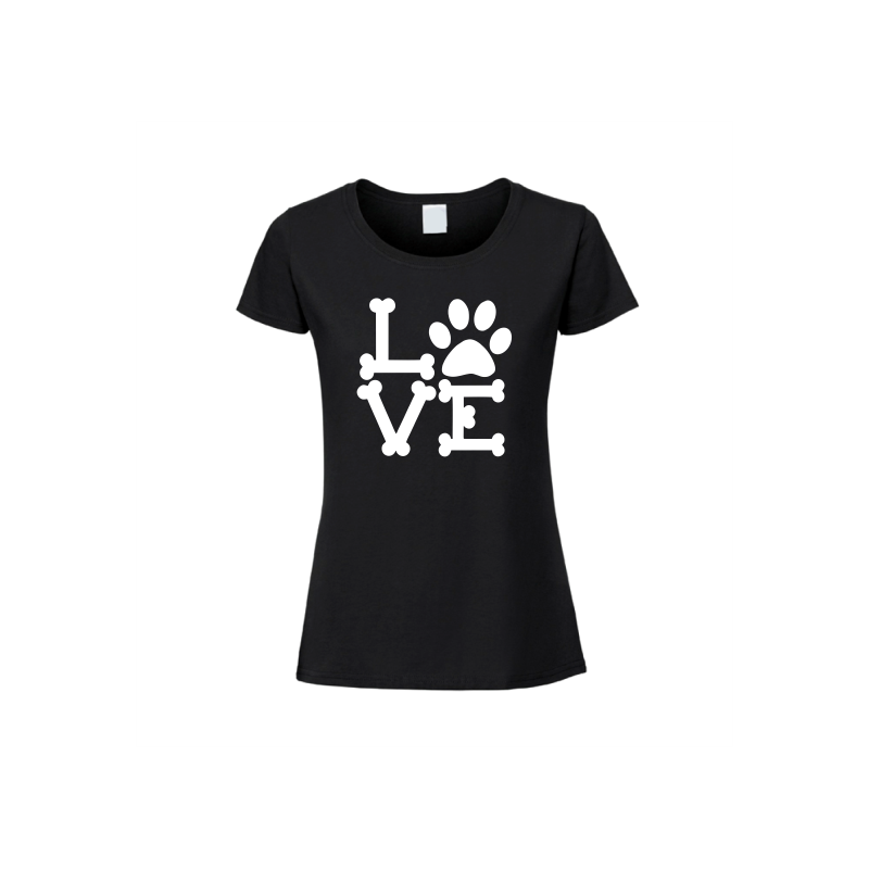 Koszulka z napisem love i zwierzęcą łapką