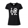 Koszulka z napisem love i zwierzęcą łapką