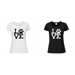 Koszulka z Napisem Love i Psią Łapką