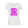 biała koszulka z napisem 100% bitch, prezent dla dziewczyny
