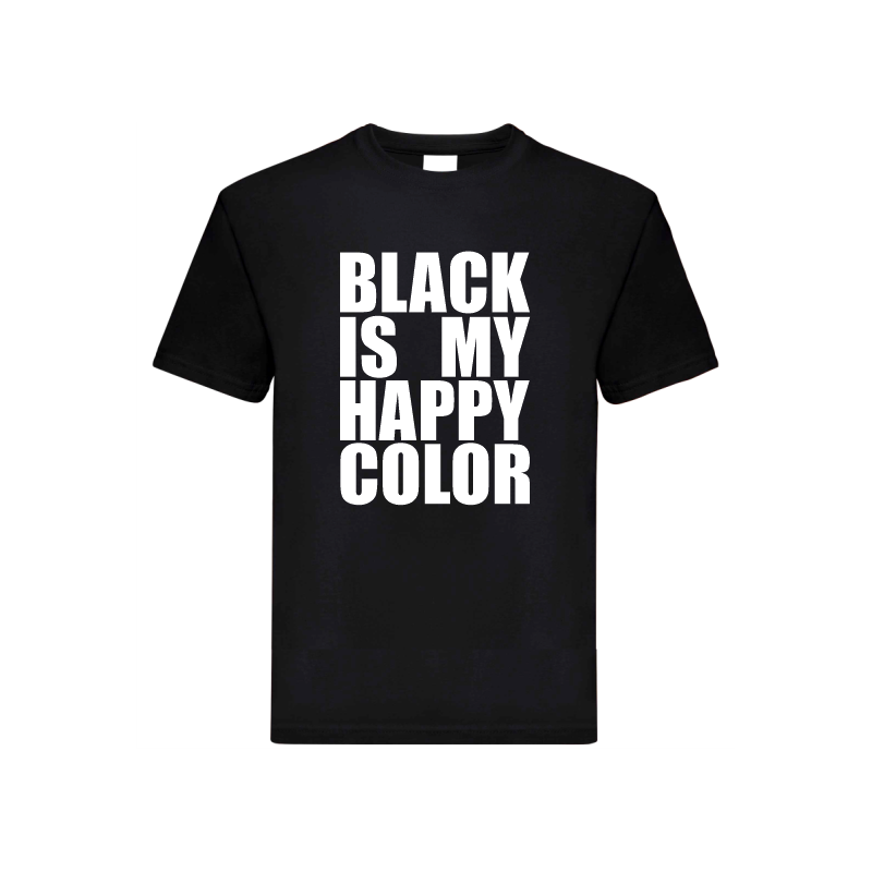 Koszulka z napisem, czarny to mój ulubiony kolor, black is my happy color