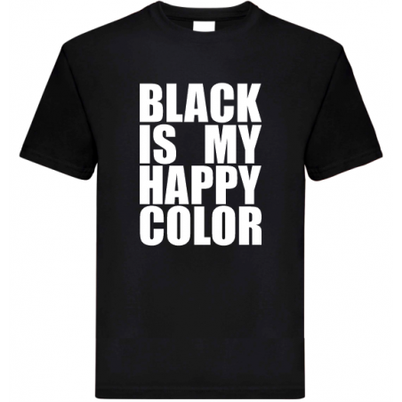 Koszulka z napisem, czarny to mój ulubiony kolor, black is my happy color